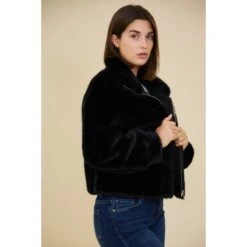 BLOUSON FEMME ROMEO FAUSSE FOURRURE NOIRE