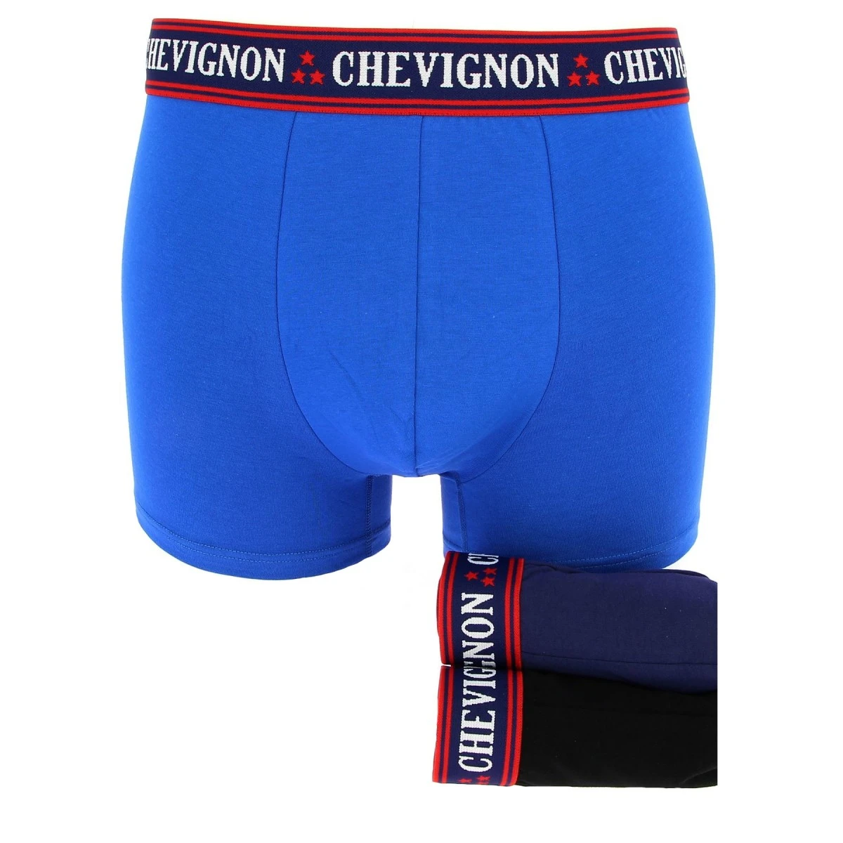 BOXERS CHEVIGNON COTON STRECH BLEU/MARINE/NOIR PACK DE 3 3 BOXERS CHEVIGNON COTON STRECH BLEU/MARINE/NOIR PACK DE 3