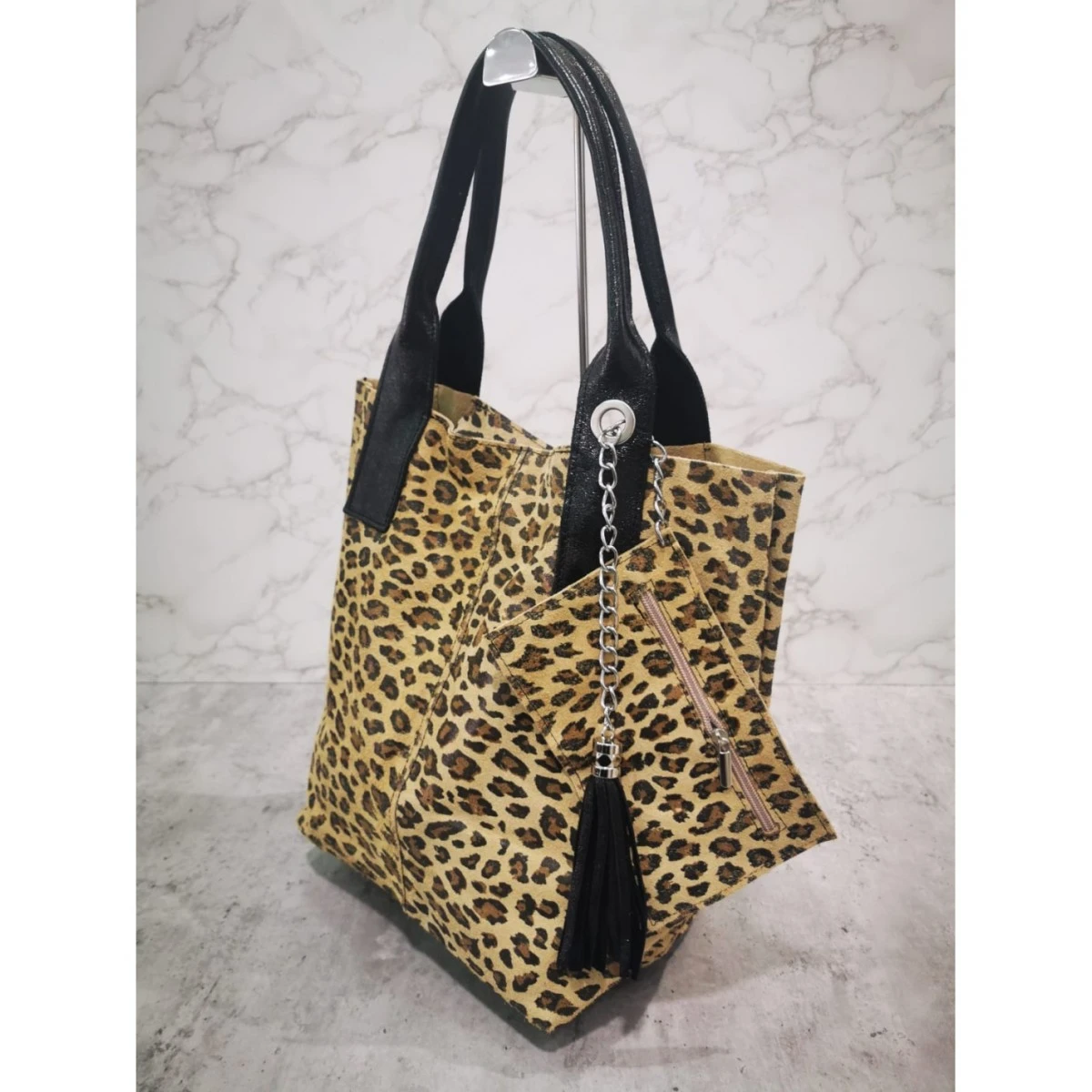 CABAS CROUTE DE CUIR LEOPARD 4 CABAS CROUTE DE CUIR LEOPARD – Image 2