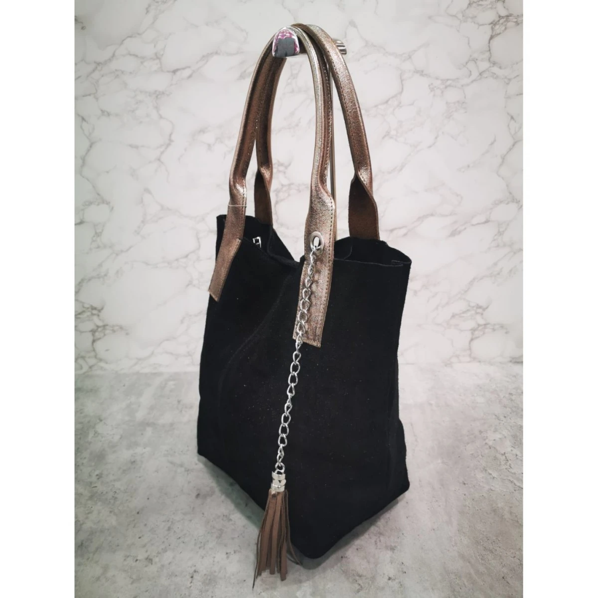 CABAS CROUTE DE CUIR CAFFE NERO 4 CABAS CROUTE DE CUIR CAFFE NERO – Image 2