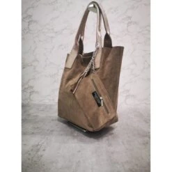 Devant -Vêtements De Mode cabas croute de cuir cappuccino 1