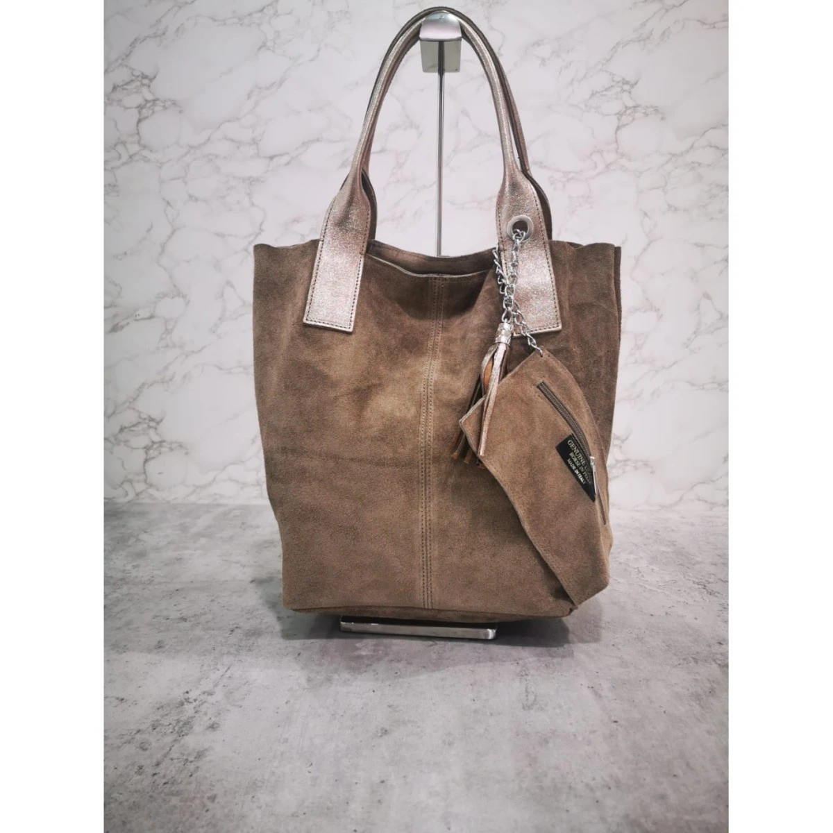 CABAS CROUTE DE CUIR CAPPUCCINO 3 CABAS CROUTE DE CUIR CAPPUCCINO