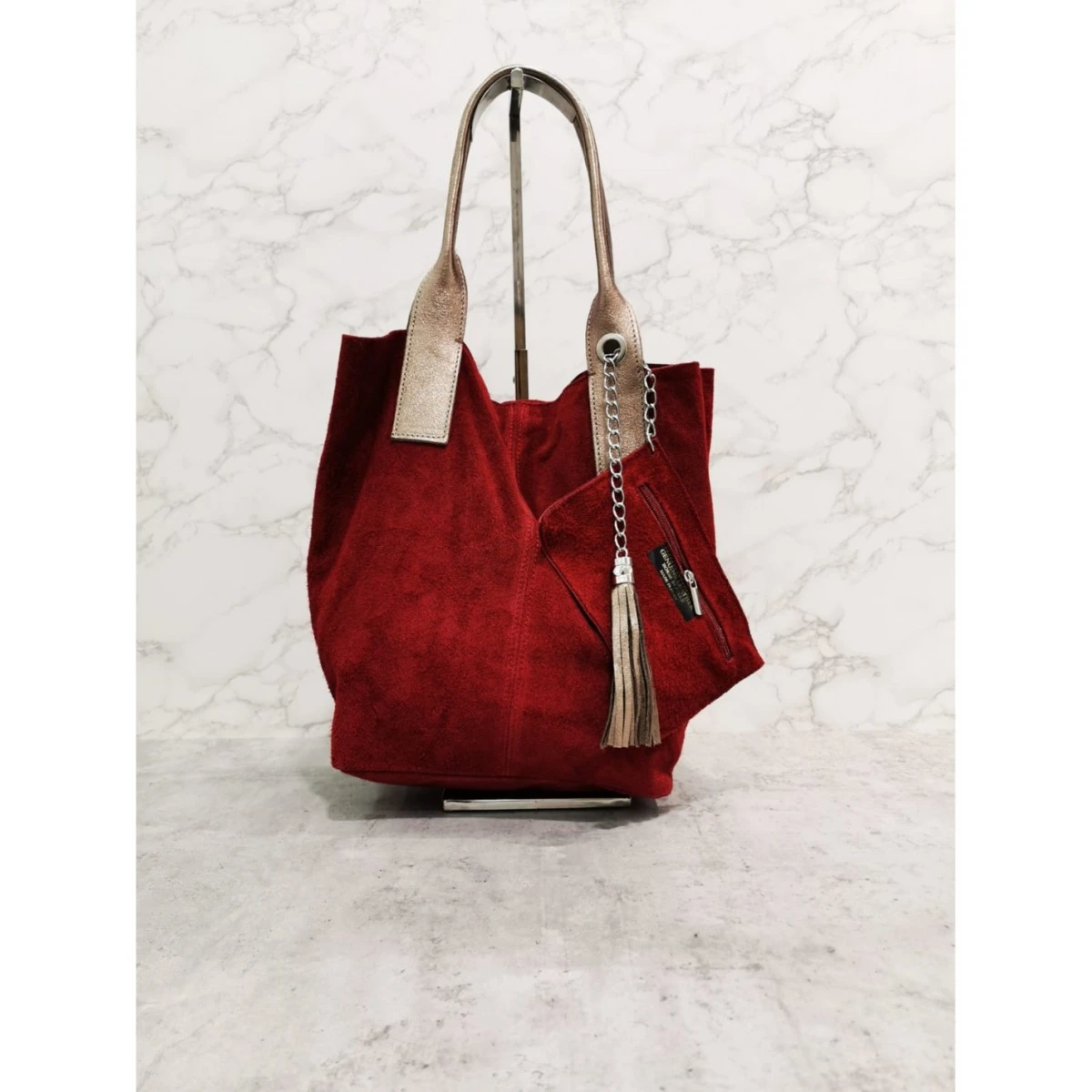 CABAS CROUTE DE CUIR ROSSO 3 CABAS CROUTE DE CUIR ROSSO