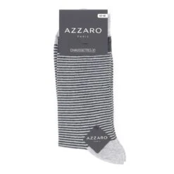 CHAUSSETTES AZZARO PARIS AVEC RAYURES, LOT DE 3 PAIRES,BLEU MARINE, NOIR, GRIS.