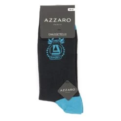 CHAUSSETTES AZZARO PARIS LOT DE 3 PAIRES LOGO 1967 NOIR, BLEU MARINE, GRIS