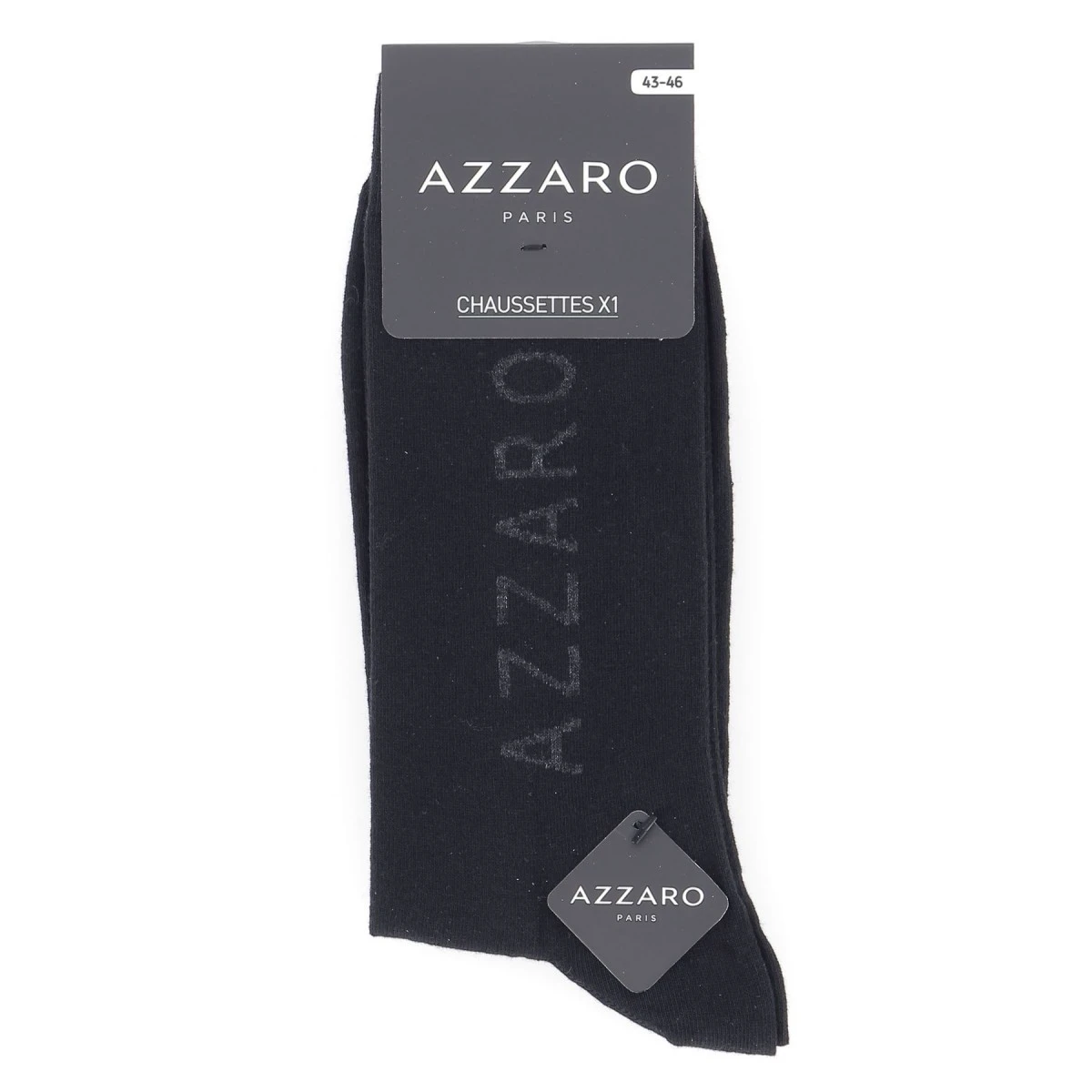 CHAUSSETTES AZZARO PARIS LOT DE TROIS PAIRES LOGO,BLEU MARINE, NOIR, GRIS. 4 CHAUSSETTES AZZARO PARIS LOT DE TROIS PAIRES LOGO,BLEU MARINE, NOIR, GRIS. – Image 2