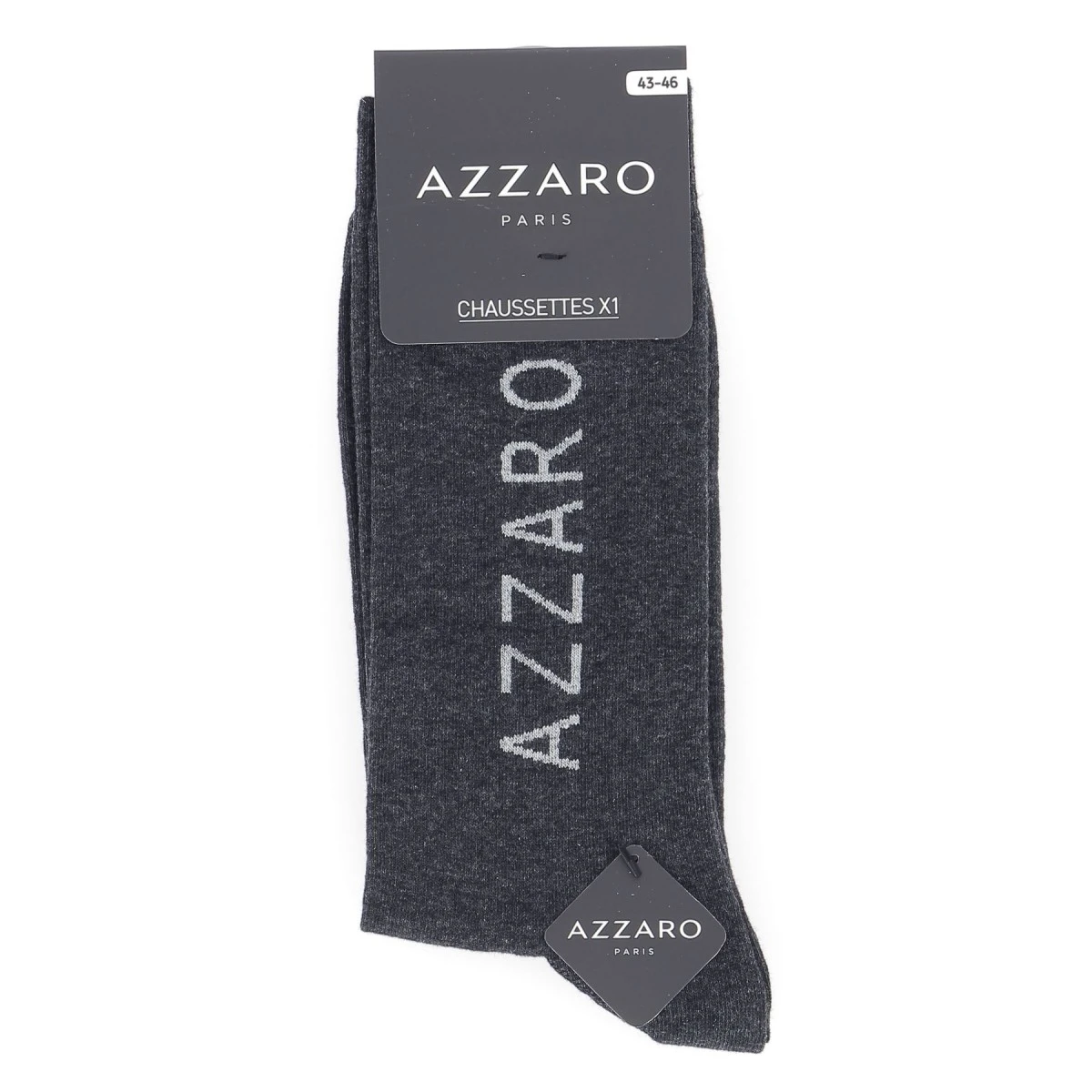 CHAUSSETTES AZZARO PARIS LOT DE TROIS PAIRES LOGO,BLEU MARINE, NOIR, GRIS. 3 CHAUSSETTES AZZARO PARIS LOT DE TROIS PAIRES LOGO,BLEU MARINE, NOIR, GRIS.
