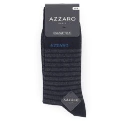 CHAUSSETTES AZZARO PARIS LOT DE TROIS PAIRES RAYURES LARGES, NOIR, BLEU MARINE, GRIS. -Vêtements De Mode chaussettes x3 azzaro paris pack rayures larges couleurs bleu marine noir gris 2