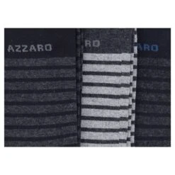CHAUSSETTES AZZARO PARIS LOT DE TROIS PAIRES RAYURES LARGES, NOIR, BLEU MARINE, GRIS. -Vêtements De Mode chaussettes x3 azzaro paris pack rayures larges couleurs bleu marine noir gris 3