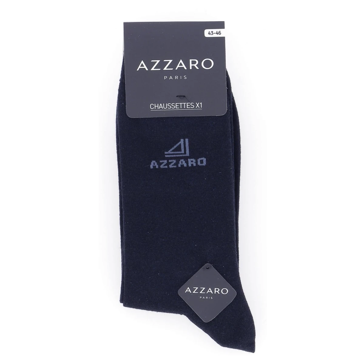 CHAUSSETTES AZZARO PARIS LOT DE TROIS PAIRES LOGO, NOIR, BLEU MARINE, GRIS. 4 CHAUSSETTES AZZARO PARIS LOT DE TROIS PAIRES LOGO, NOIR, BLEU MARINE, GRIS. – Image 2