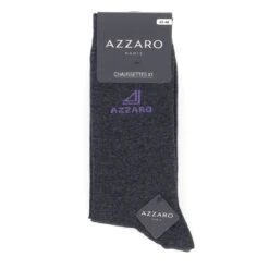 CHAUSSETTES AZZARO PARIS LOT DE TROIS PAIRES LOGO, NOIR, BLEU MARINE, GRIS.