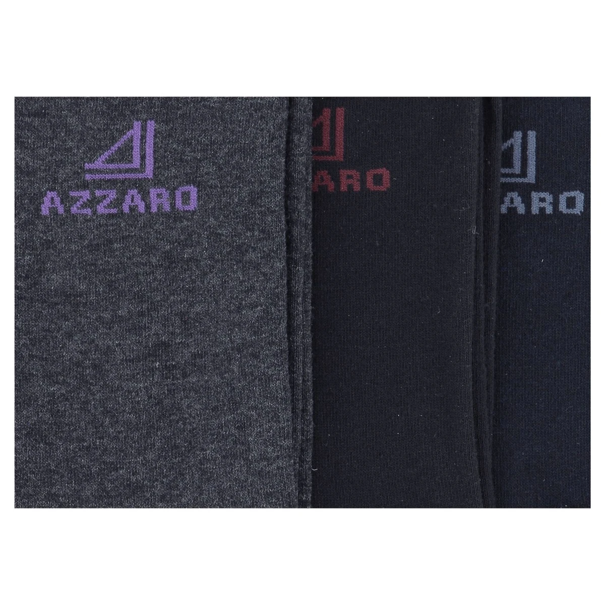 CHAUSSETTES AZZARO PARIS LOT DE TROIS PAIRES LOGO, NOIR, BLEU MARINE, GRIS. 6 CHAUSSETTES AZZARO PARIS LOT DE TROIS PAIRES LOGO, NOIR, BLEU MARINE, GRIS. – Image 4