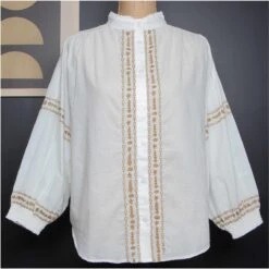 CHEMISE BLANCHE FEMME BRODEE / BEIGE 2