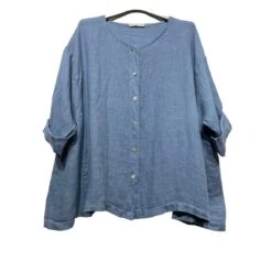 CHEMISE EVASEE FEMME 100% LIN NATUREL ET VEGAN BLEU JEAN
