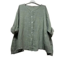 CHEMISE EVASEE FEMME 100% LIN NATUREL ET VEGAN KAKI