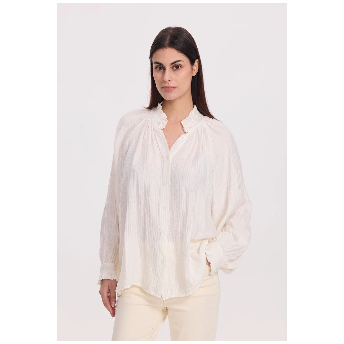 CHEMISE GAUFREE FEMME ECRU 3 CHEMISE GAUFREE FEMME ECRU