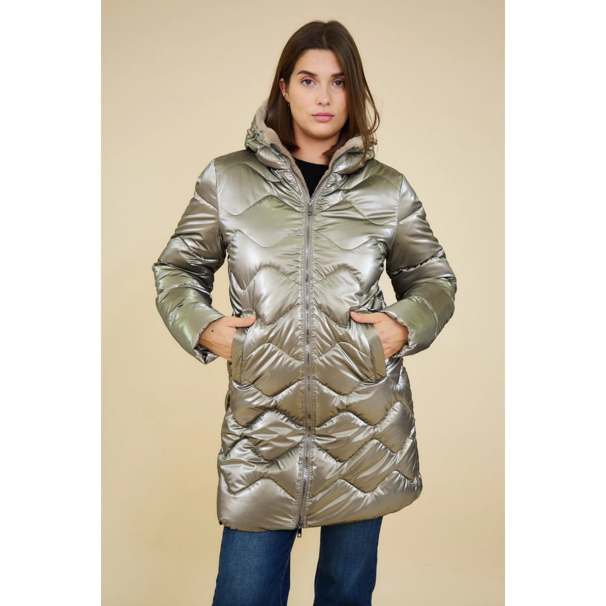 DOUDOUNE MI-LONGUE BRONZE DOUBLEE FOURRURE 3 DOUDOUNE MI-LONGUE BRONZE DOUBLEE FOURRURE