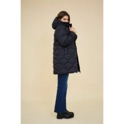 DOUDOUNE MI-LONGUE NOIRE DOUBLEE FOURRURE -Vêtements De Mode doudoune mi longue noire doublee fourrure 1