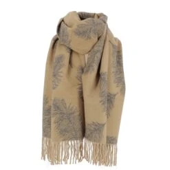 ECHARPE FEMME RODIER BEIGE-GRIS PLUMES