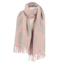 ECHARPE FEMME RODIER ROSE-GRIS PLUMES