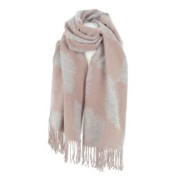 ECHARPE FEMME RODIER VIEUX ROSE-GRIS CLAIR PLUMES