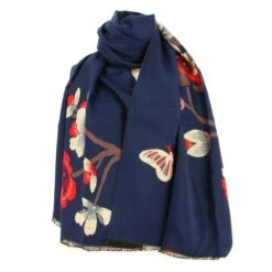 ETOLE G. PASQUIER MARINE ET ROUGE MOTIFS FLEURS