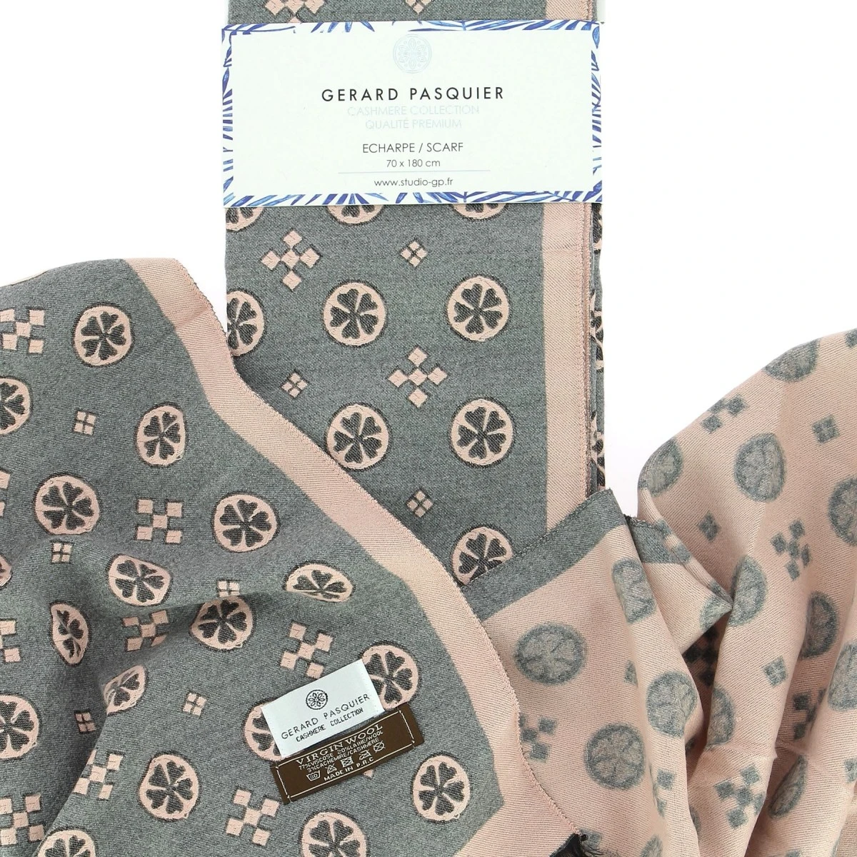 ETOLE G PASQUIER ROSE ET GRIS MOTIFS GEOMETRIQUES 5 ETOLE G PASQUIER ROSE ET GRIS MOTIFS GEOMETRIQUES – Image 3