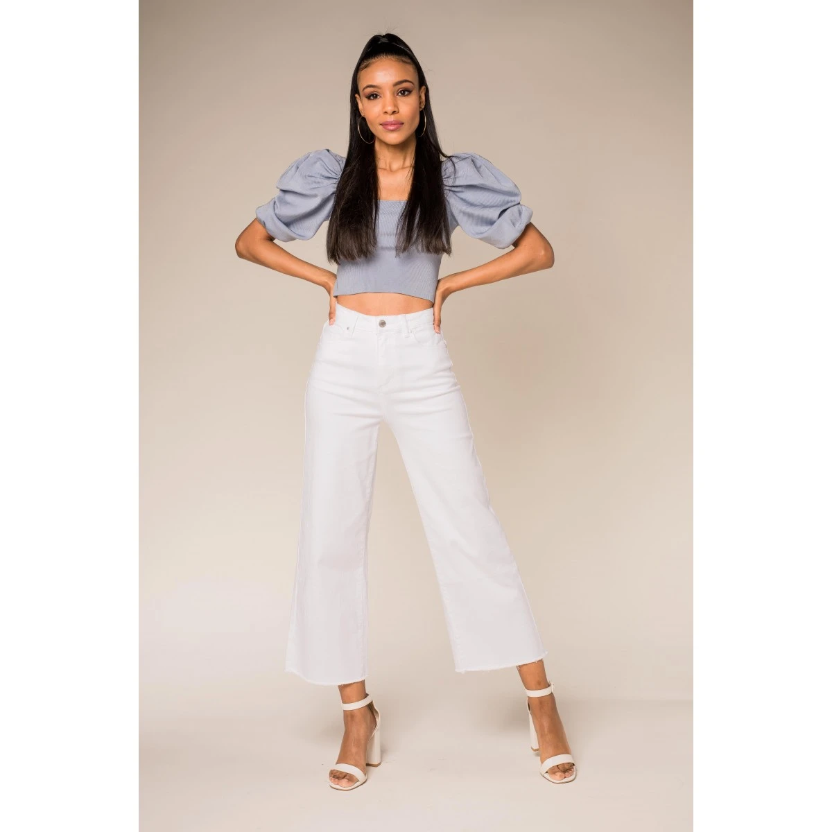JEAN CROPPED LARGE STRECH NINA CARTER BLANC 4 JEAN CROPPED LARGE STRECH NINA CARTER BLANC – Image 2