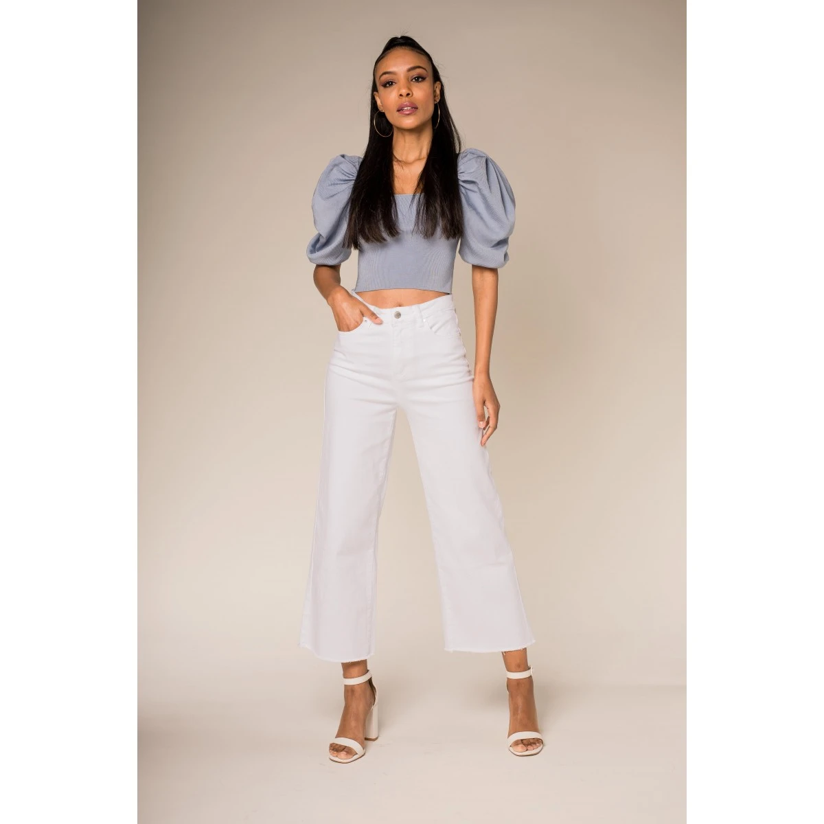 JEAN CROPPED LARGE STRECH NINA CARTER BLANC 3 JEAN CROPPED LARGE STRECH NINA CARTER BLANC