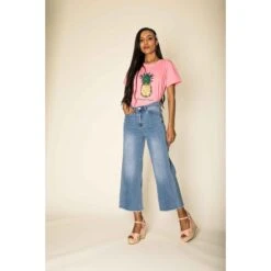 JEAN CROPPED LARGE STRECH NINA CARTER BLEU