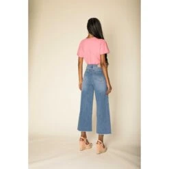 JEAN CROPPED LARGE STRECH NINA CARTER BLEU -Vêtements De Mode jean cropped large strech nina carter bleu 3