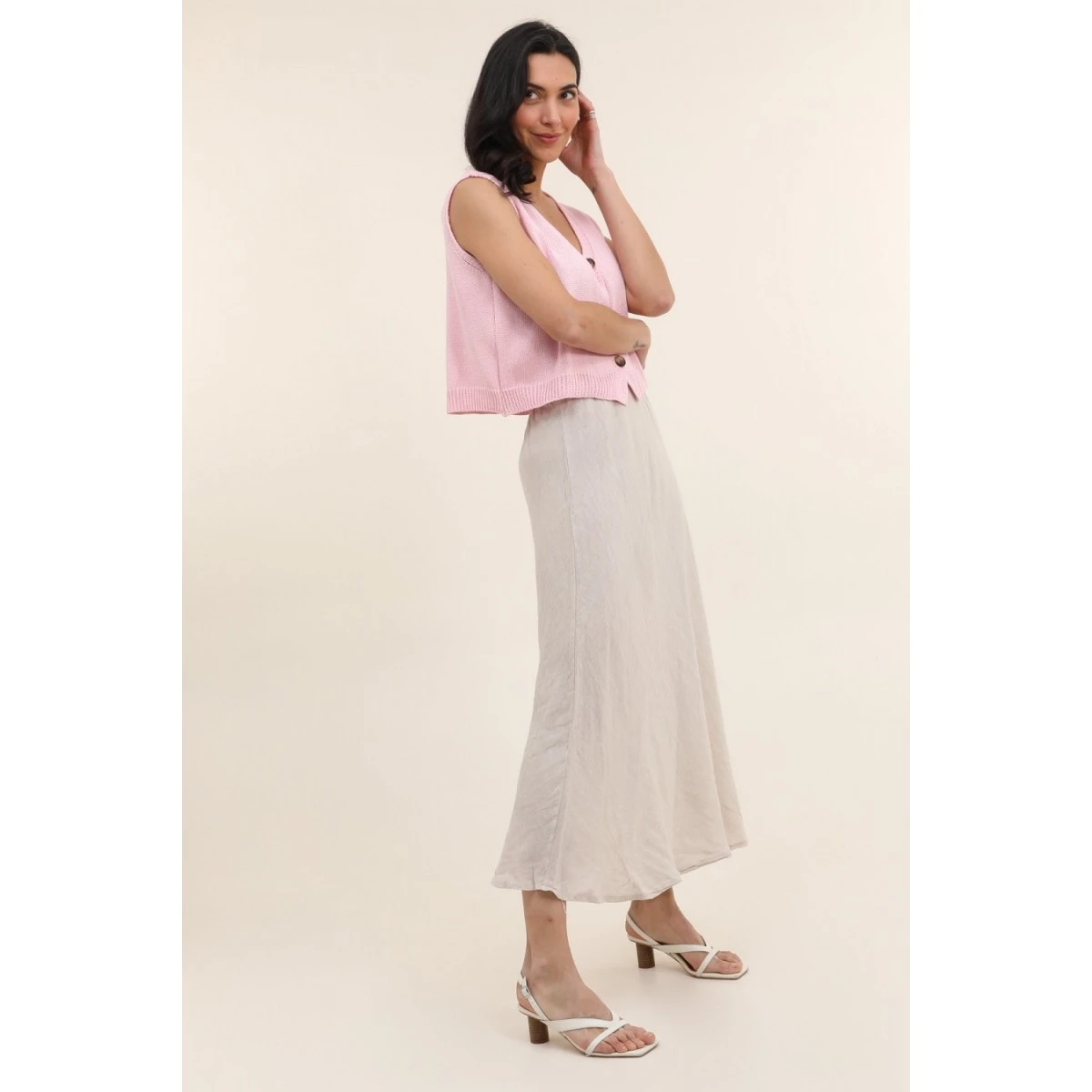 JUPE LONGUE 100% LIN ECRU 4 JUPE LONGUE 100% LIN ECRU – Image 2