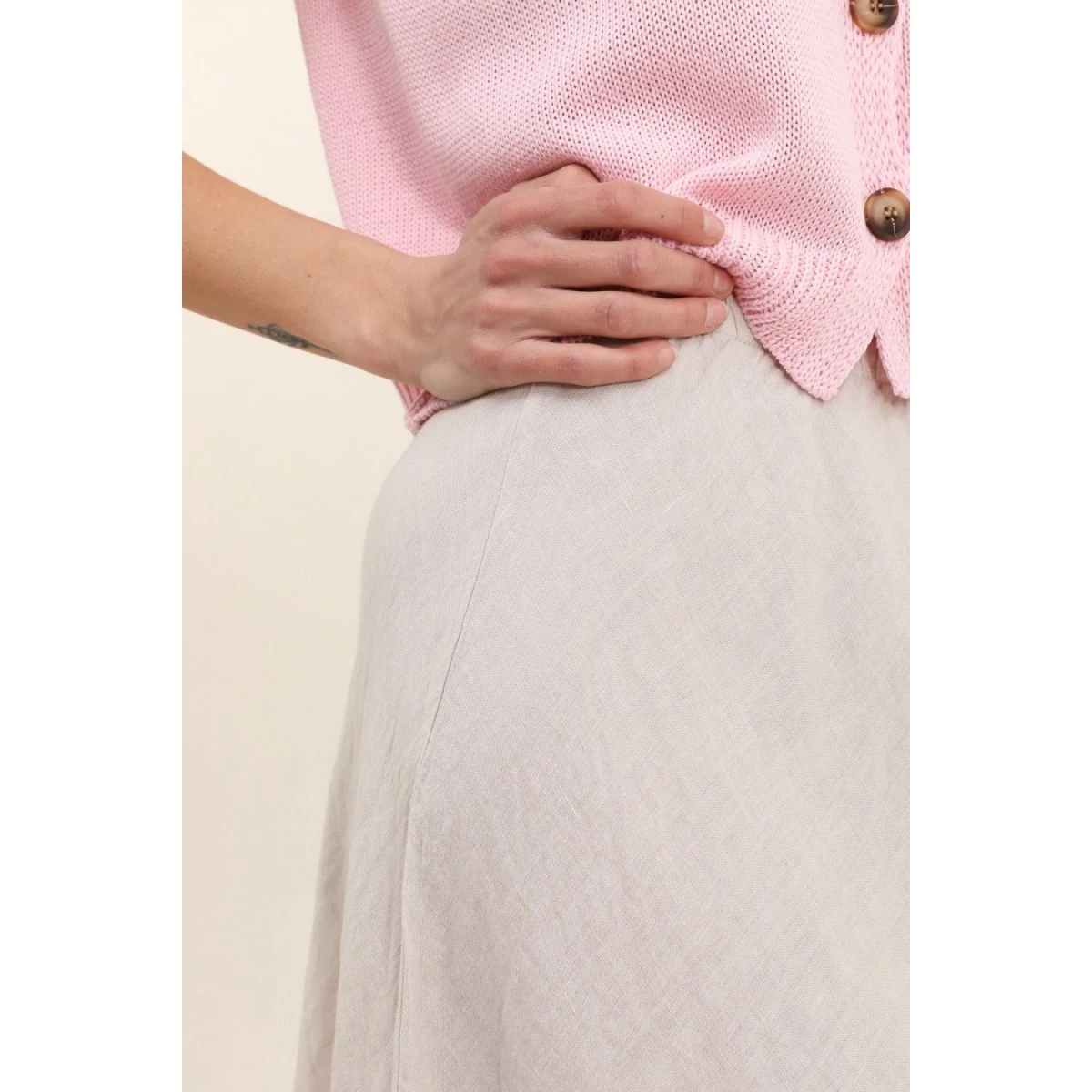 JUPE LONGUE 100% LIN ECRU 6 JUPE LONGUE 100% LIN ECRU – Image 4