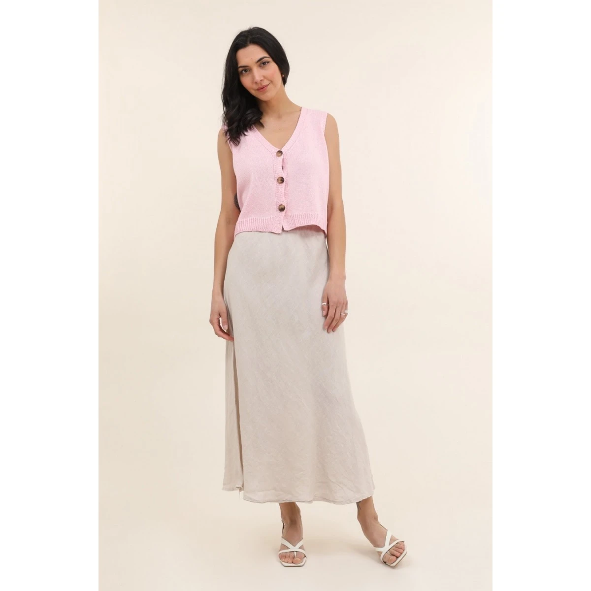 JUPE LONGUE 100% LIN ECRU 3 JUPE LONGUE 100% LIN ECRU