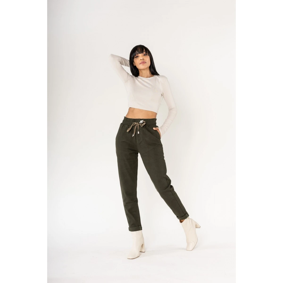 PANTALON AMPLE NINA CARTER KAKI FONCE 3 PANTALON AMPLE NINA CARTER KAKI FONCE