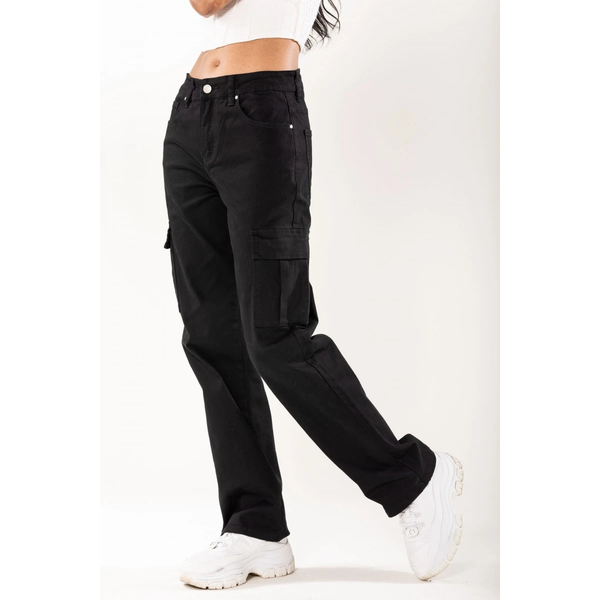 PANTALON CARGO LARGE NINA CARTER NOIR 7 PANTALON CARGO LARGE NINA CARTER NOIR – Image 5