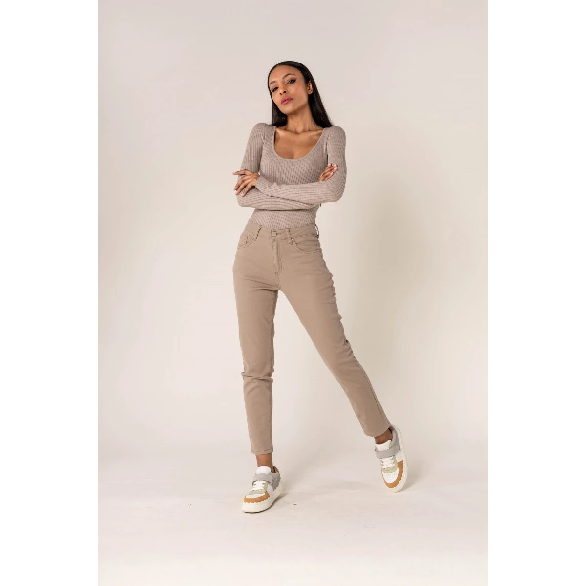 PANTALON CLASSIQUE STRECH NINA CARTER BEIGE 1 5 PANTALON CLASSIQUE STRECH NINA CARTER BEIGE 1 – Image 3