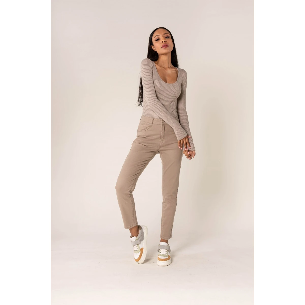 PANTALON CLASSIQUE STRECH NINA CARTER BEIGE 1 3 PANTALON CLASSIQUE STRECH NINA CARTER BEIGE 1