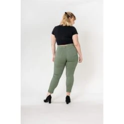 PANTALON GRANDE TAILLE STRECH N. CARTER VERT AMANDE