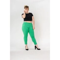 PANTALON GRANDE TAILLE STRECH N. CARTER VERT GAZON