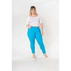 PANTALON GRANDE TAILLE STRECH NINA CARTER TURQUOISE