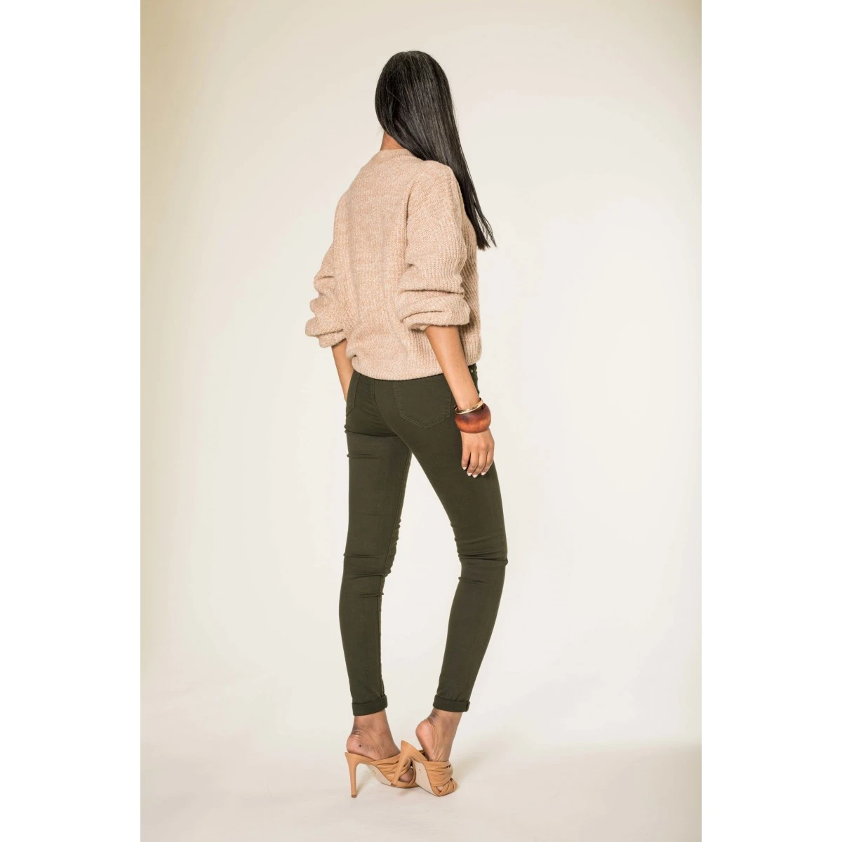 PANTALON SLIM STRECH NINA CARTER KAKI FONCE 5 PANTALON SLIM STRECH NINA CARTER KAKI FONCE – Image 3