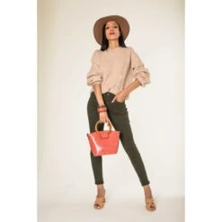 PANTALON SLIM STRECH NINA CARTER KAKI FONCE