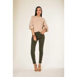 PANTALON SLIM STRECH NINA CARTER KAKI FONCE 9 PANTALON SLIM STRECH NINA CARTER KAKI FONCE -Vêtements De Mode pantalon slim strech nina carter kaki fonce 3