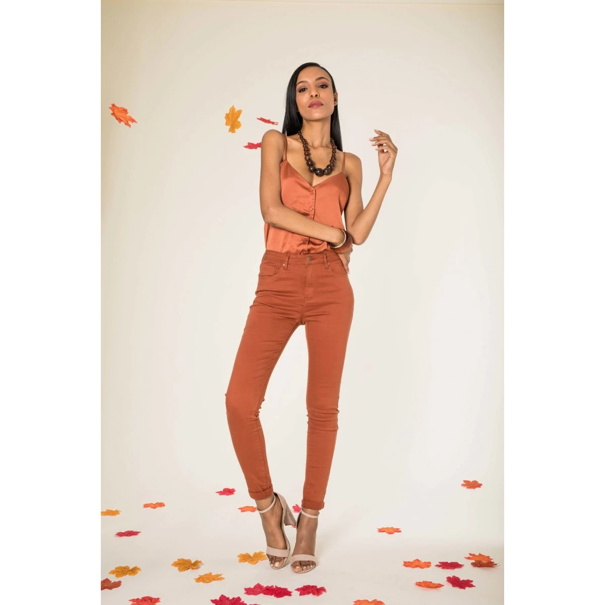 PANTALON SLIM STRECH NINA CARTER ROUILLE 4 PANTALON SLIM STRECH NINA CARTER ROUILLE – Image 2