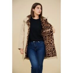 PARKA MI-LONGUE BEIGE DOUBLEE LEOPARD 10 PARKA MI-LONGUE BEIGE DOUBLEE LEOPARD -Vêtements De Mode parka mi longue beige doublee leopard 2