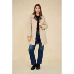 PARKA MI-LONGUE BEIGE DOUBLEE LEOPARD 12 PARKA MI-LONGUE BEIGE DOUBLEE LEOPARD -Vêtements De Mode parka mi longue beige doublee leopard 4