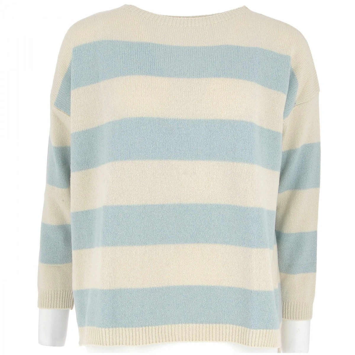 PULL 100 % CASHMERE ECRU / CIEL 3 PULL 100 % CASHMERE ECRU / CIEL