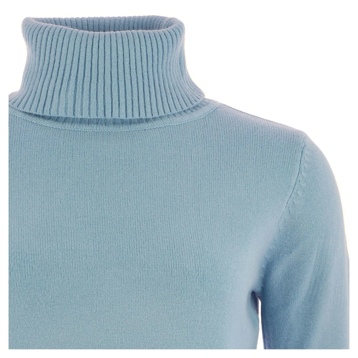 PULL FEMME COL ROULE BLEU CIEL 4 PULL FEMME COL ROULE BLEU CIEL – Image 2