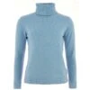 PULL FEMME COL ROULE BLEU CIEL